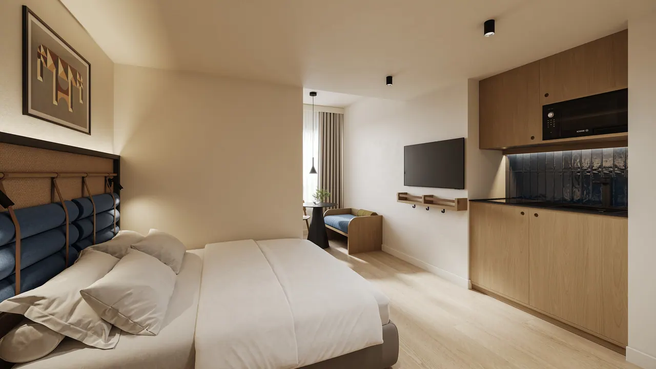 Apartmenthotel in Athen — Ansicht, 3D-Visualisierung