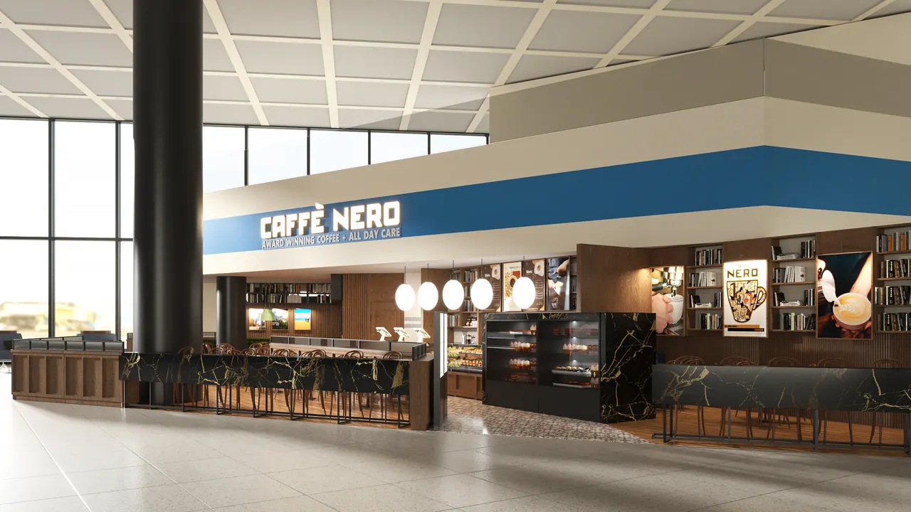 Café in Málaga — Ansicht, 3D-Visualisierung