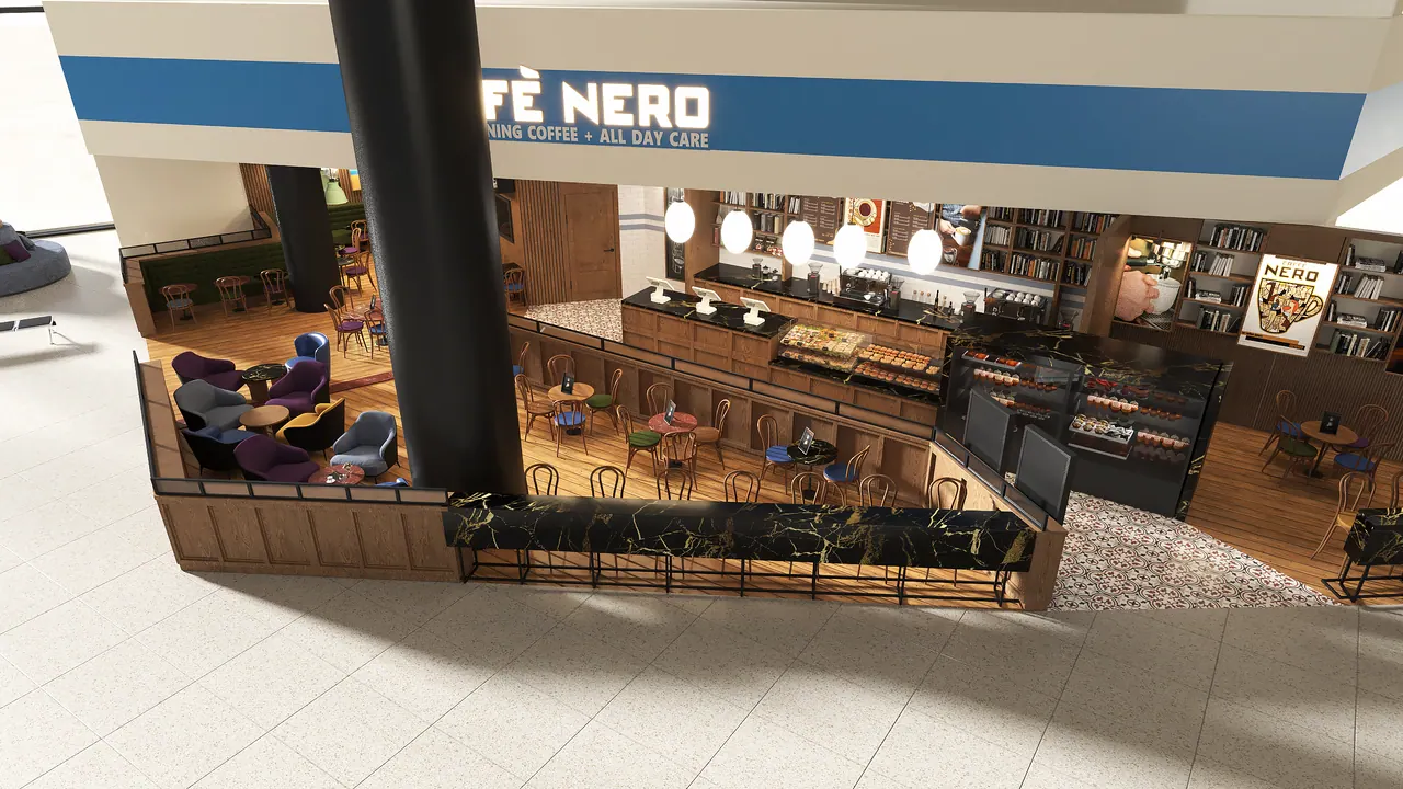 Café in Málaga — Ansicht, 3D-Visualisierung