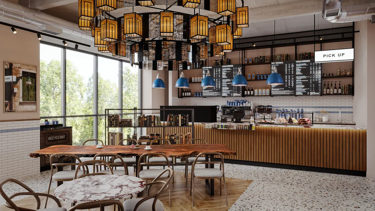 Café in Mumbai — Ansicht, 3D-Visualisierung