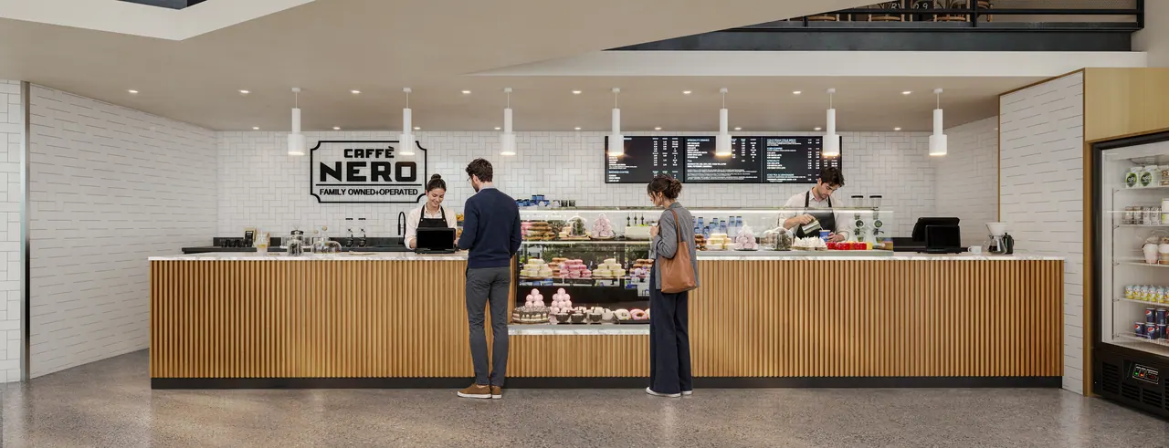 Café in den USA — Ansicht, 3D-Visualisierung