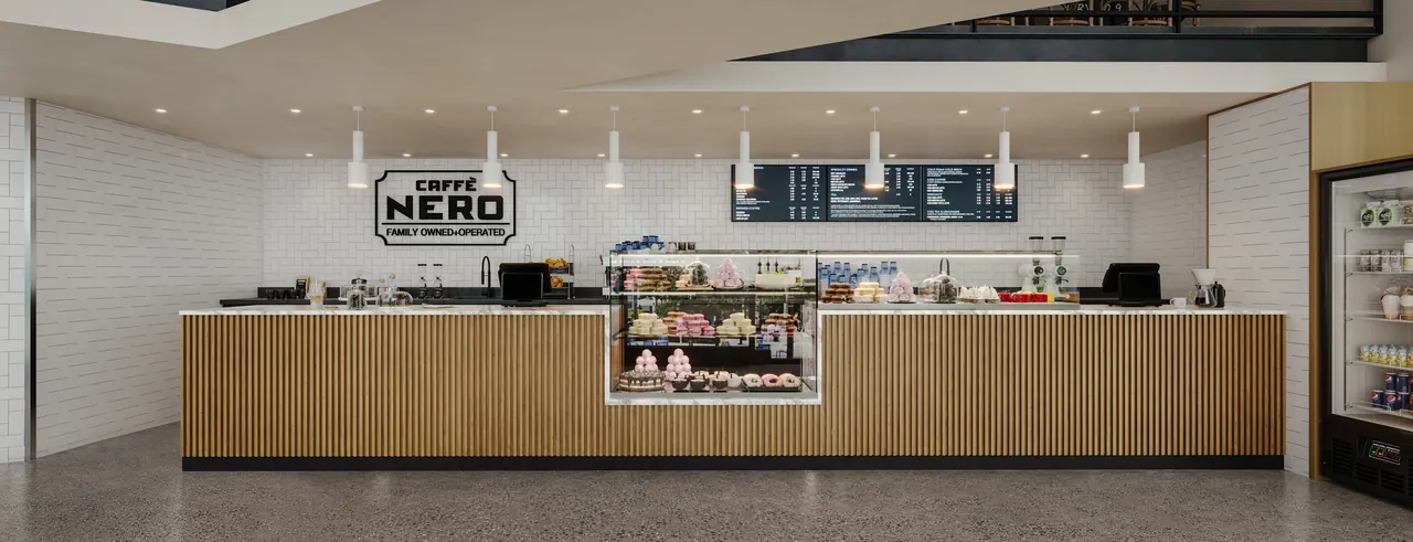 Café in den USA — Ansicht, 3D-Visualisierung
