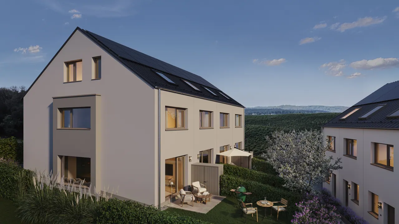 Reihenhäuser — Aussenansicht, 3D-Visualisierung